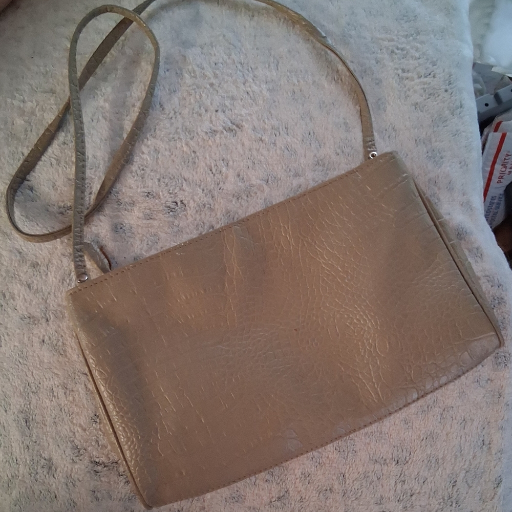 Bueno Taupe Croc-Embossed Crossbody Bag